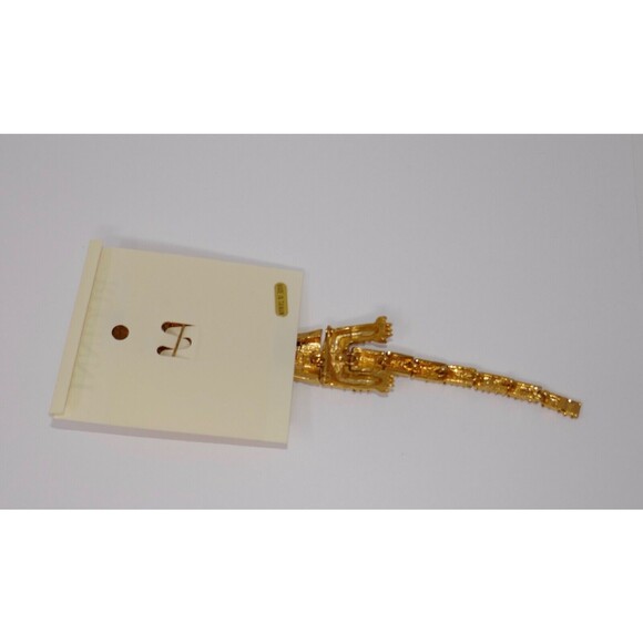 Rucinni Gold Tone Crystal Rhinestones Articulated Cat Tiger 7.5" Brooch Pin - Picture 8 of 10